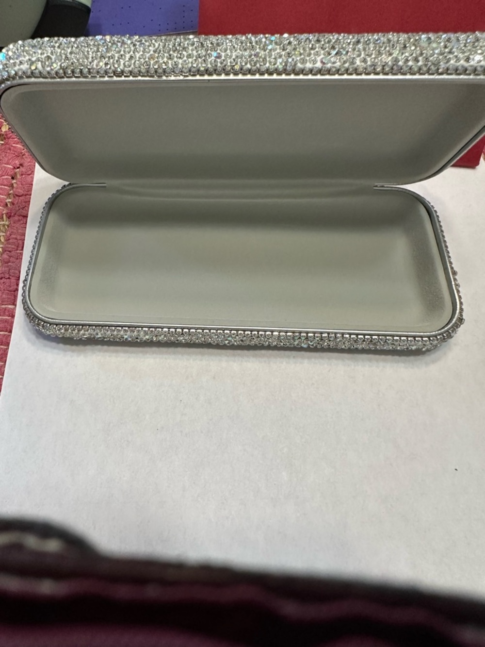 Crystal Rhinestone Silver Eyewear Case - Women's Accessory
